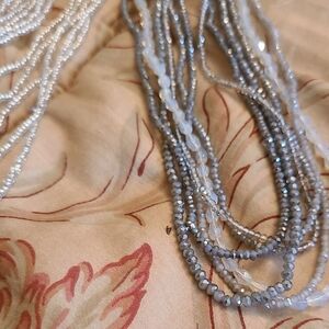 LOFT Faceted Gray Multi-Strand Beaded Necklace